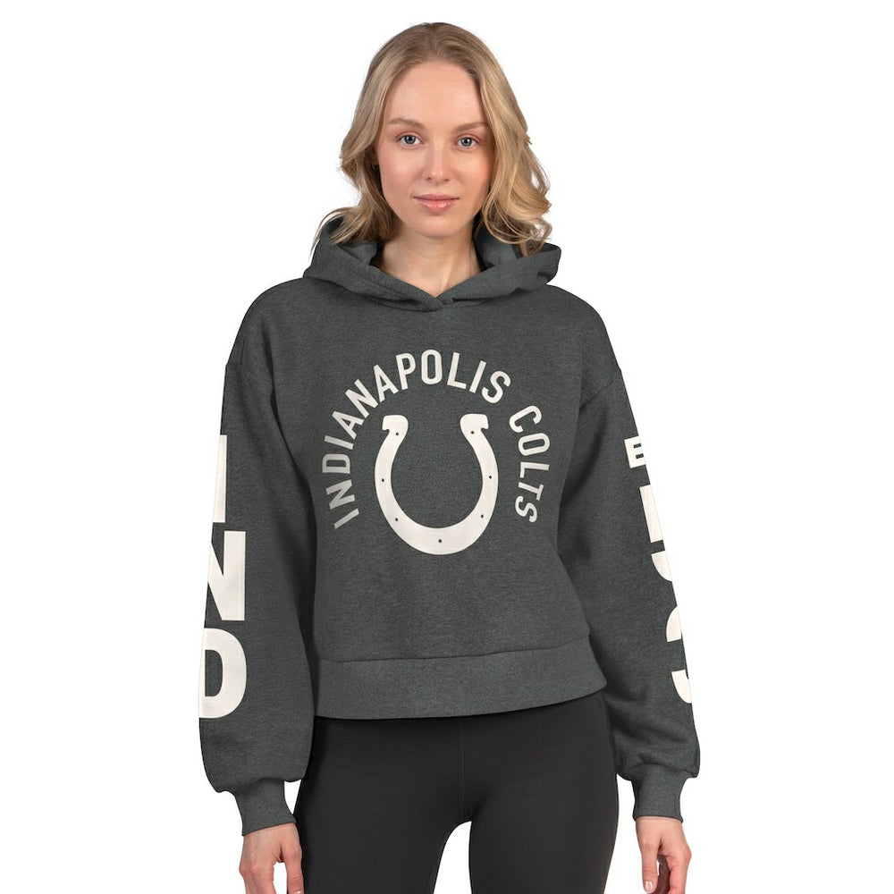 Indianapolis Colts Starter Women's Star Player Cropped Fleece Pullover Hoodie - Heather Charcoal online