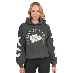 Kansas City Chiefs Starter Women's Star Player Cropped Fleece Pullover Hoodie - Heather Charcoal online