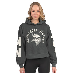 Minnesota Vikings Starter Women's Star Player Cropped Fleece Pullover Hoodie - Heather Charcoal cheap