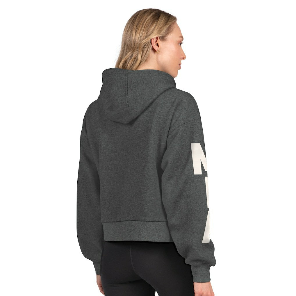 Miami Dolphins Starter Women's Star Player Cropped Fleece Pullover Hoodie - Heather Charcoal online