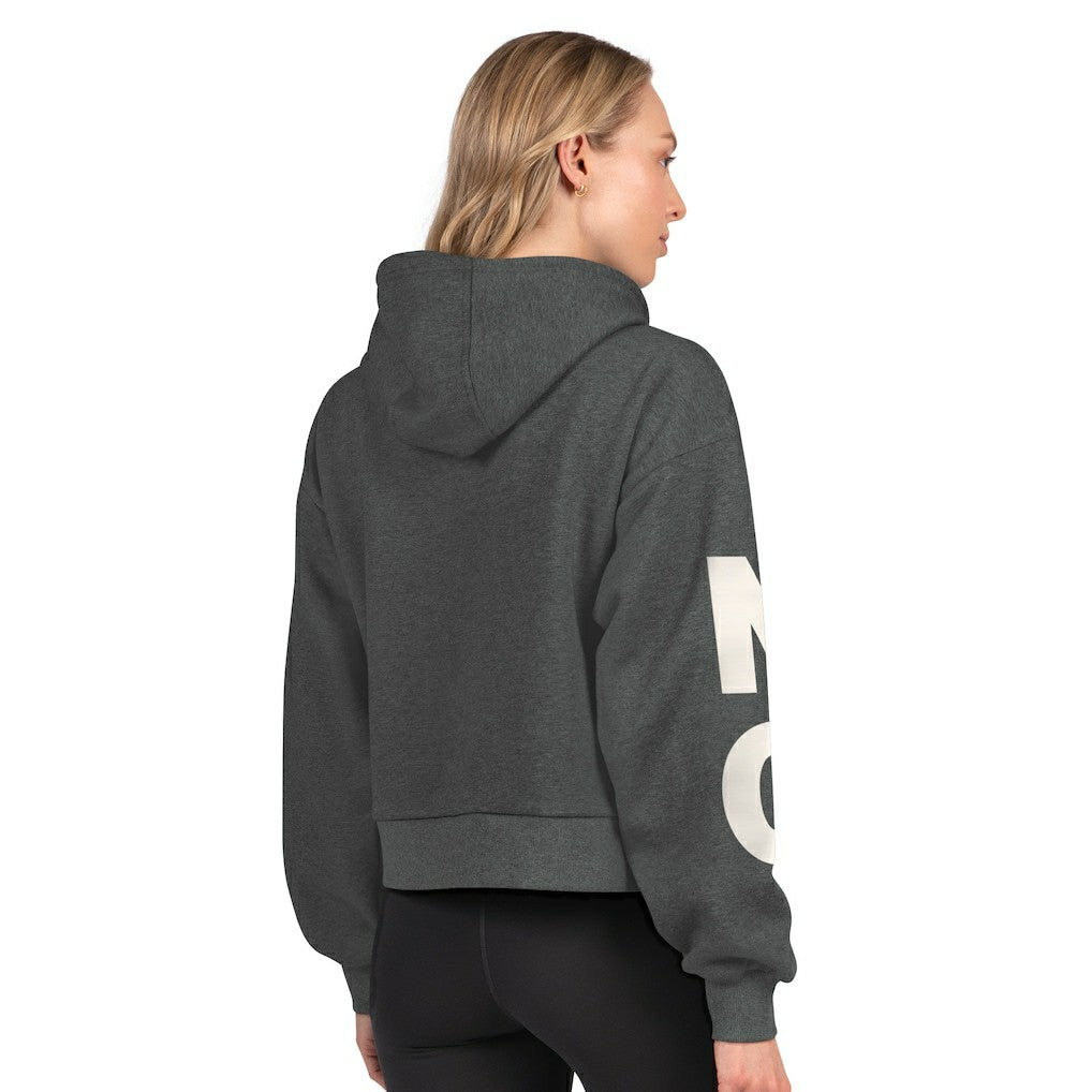 New Orleans Saints Starter Women's Star Player Cropped Fleece Pullover Hoodie - Heather Charcoal on sale