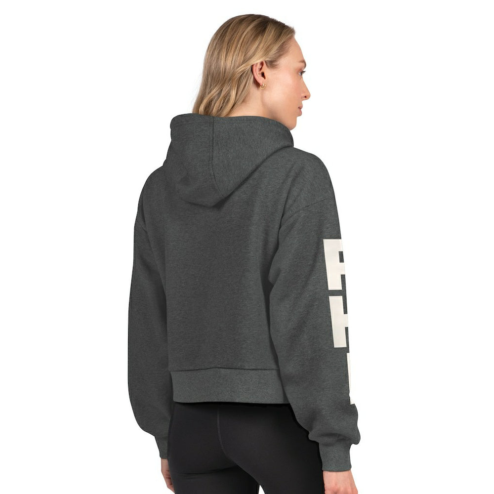 Philadelphia Eagles Starter Women's Star Player Cropped Fleece Pullover Hoodie - Heather Charcoal sale