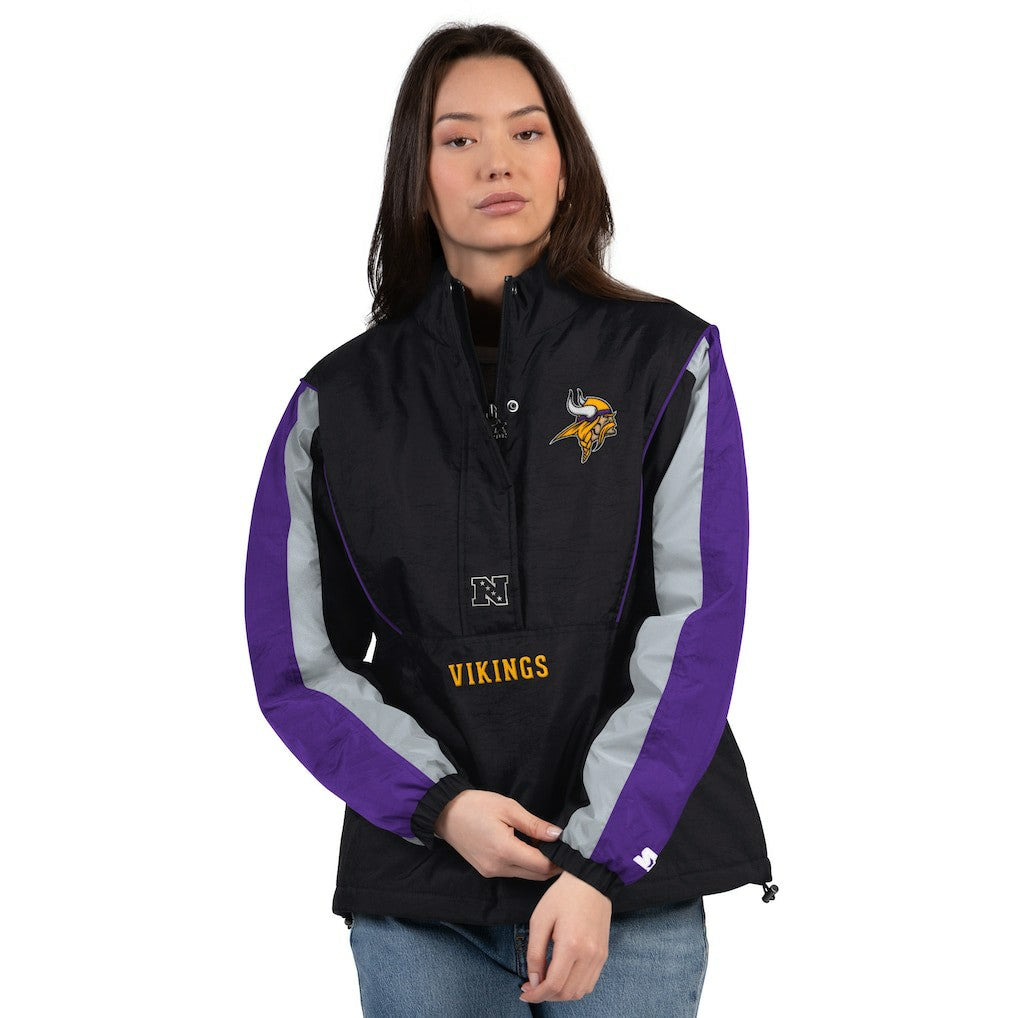 Minnesota Vikings Starter Women's Thursday Night Gridiron Half-Zip Jacket - Black/Purple discount