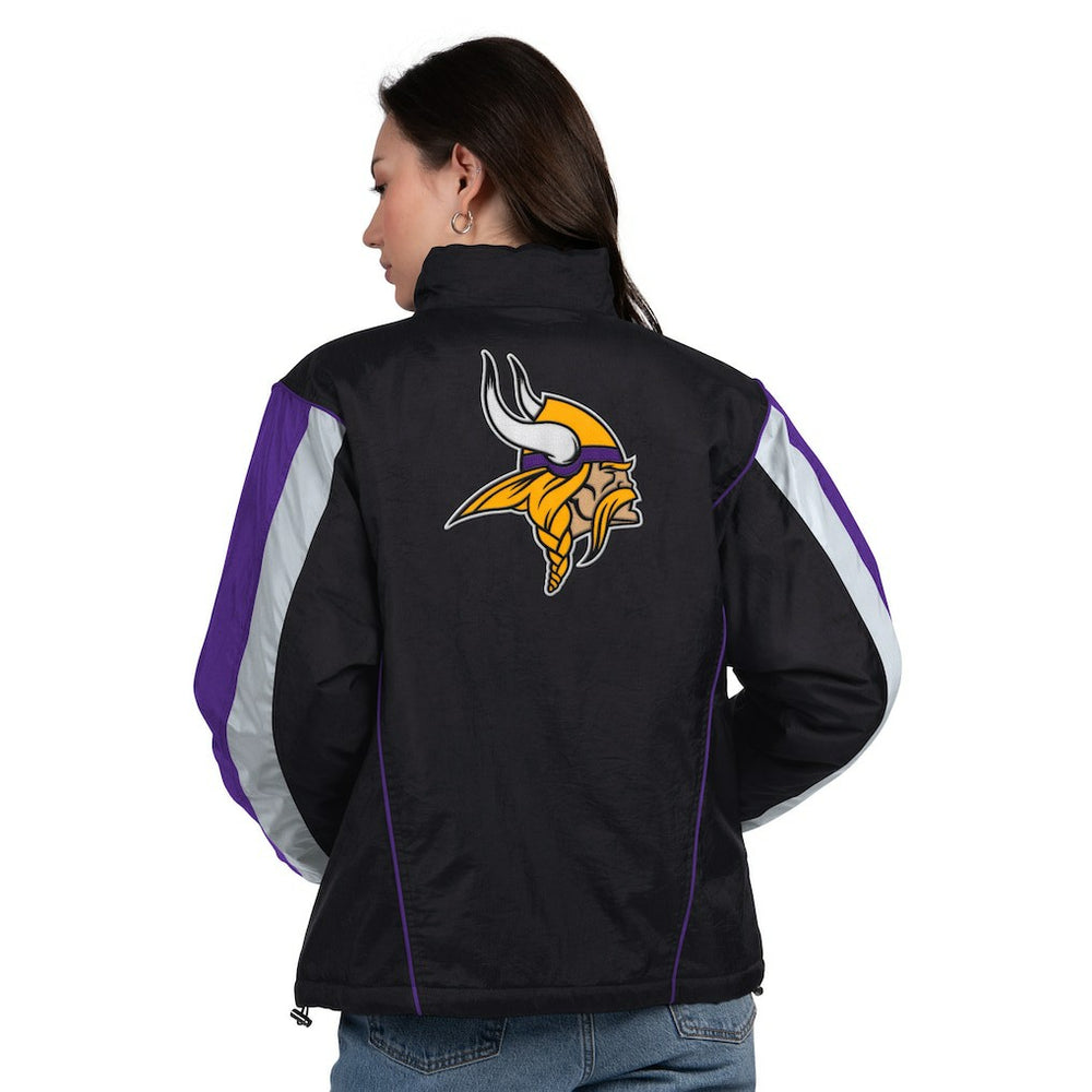 Minnesota Vikings Starter Women's Thursday Night Gridiron Half-Zip Jacket - Black/Purple discount