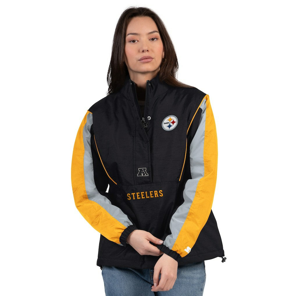 Pittsburgh Steelers Starter Women's Thursday Night Gridiron Half-Zip Jacket - Black/Gold cheap