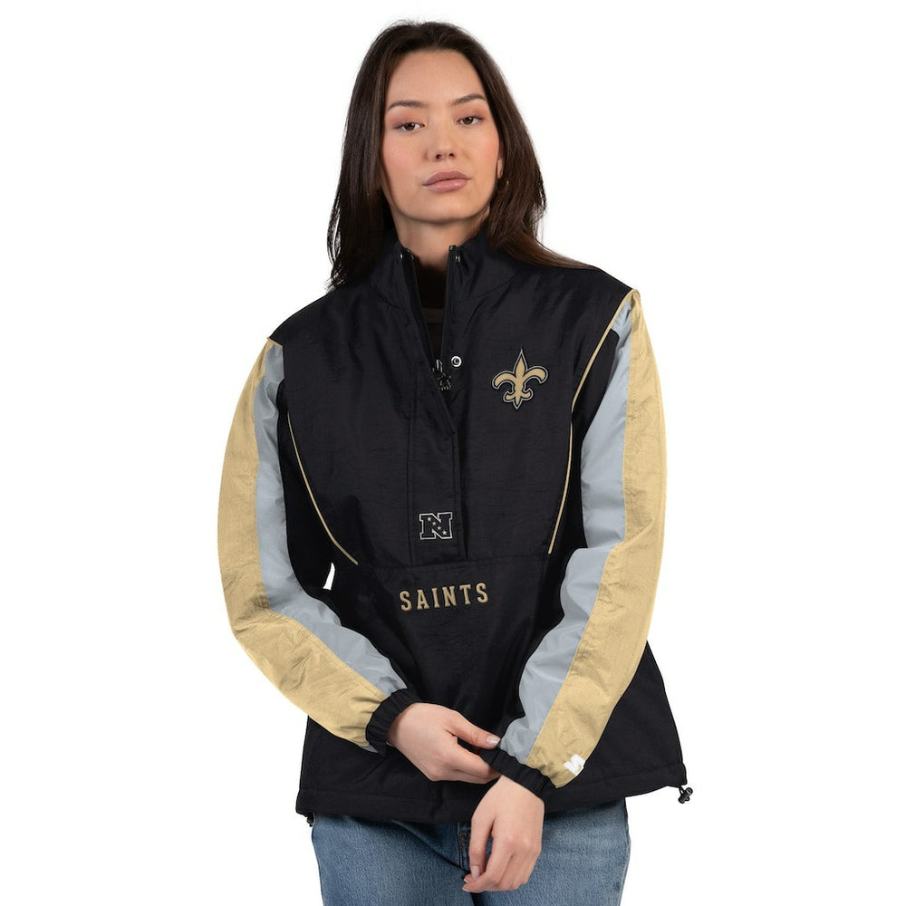 New Orleans Saints Starter Women's Thursday Night Gridiron Half-Zip Jacket - Black/Gold for sale
