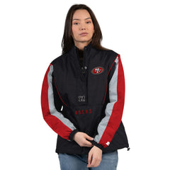 San Francisco 49ers Starter Women's Thursday Night Gridiron Half-Zip Jacket - Black/Scarlet outlet