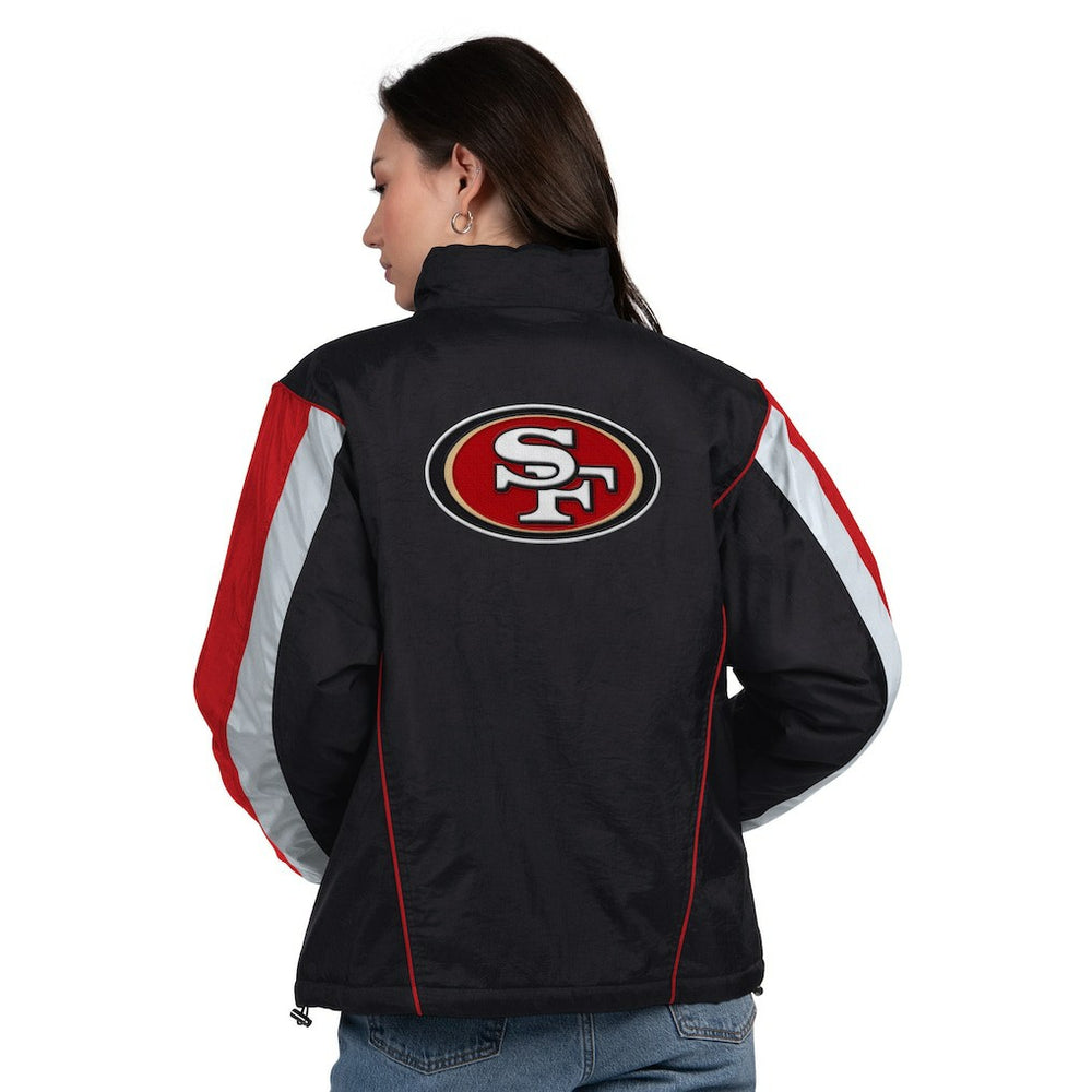 San Francisco 49ers Starter Women's Thursday Night Gridiron Half-Zip Jacket - Black/Scarlet outlet