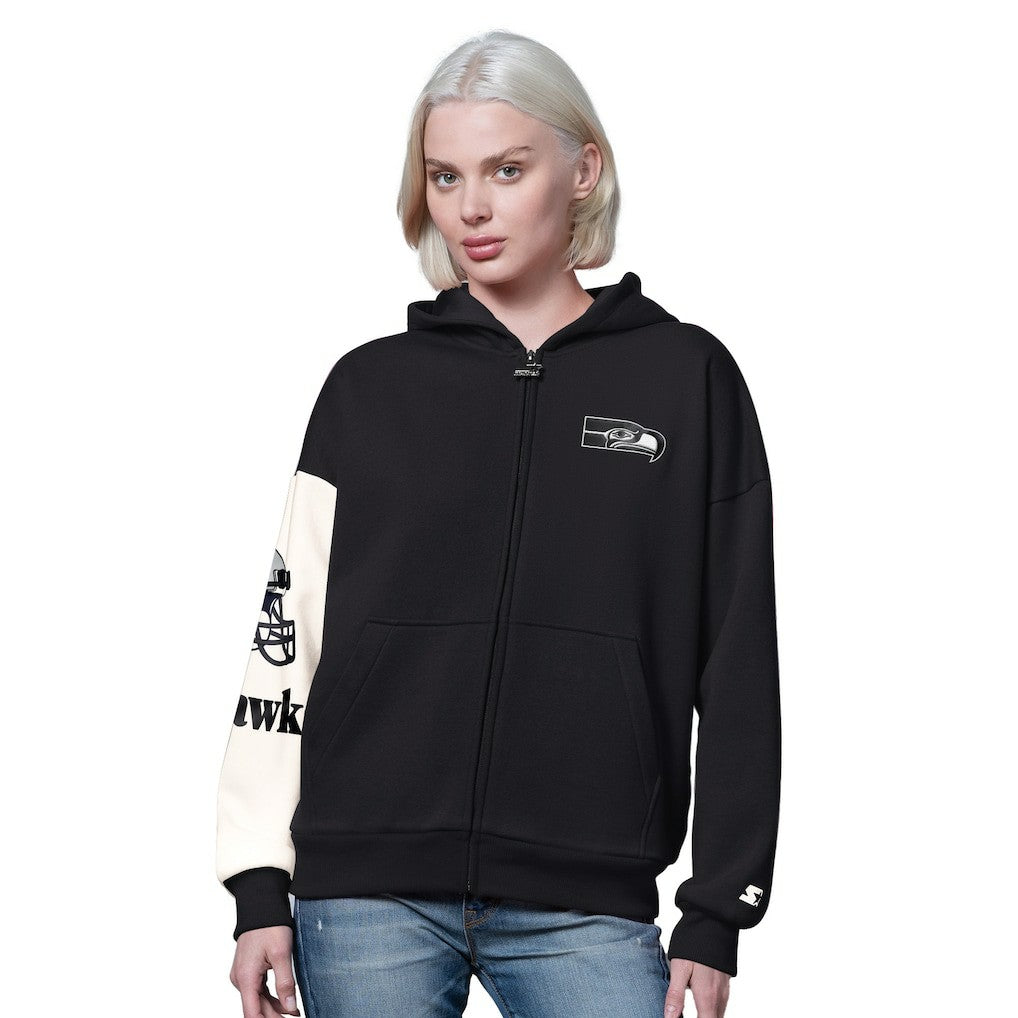 Seattle Seahawks Starter Women's 4th Down Full-Zip Hoodie - Black on sale