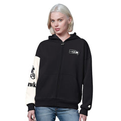 Seattle Seahawks Starter Women's 4th Down Full-Zip Hoodie - Black on sale