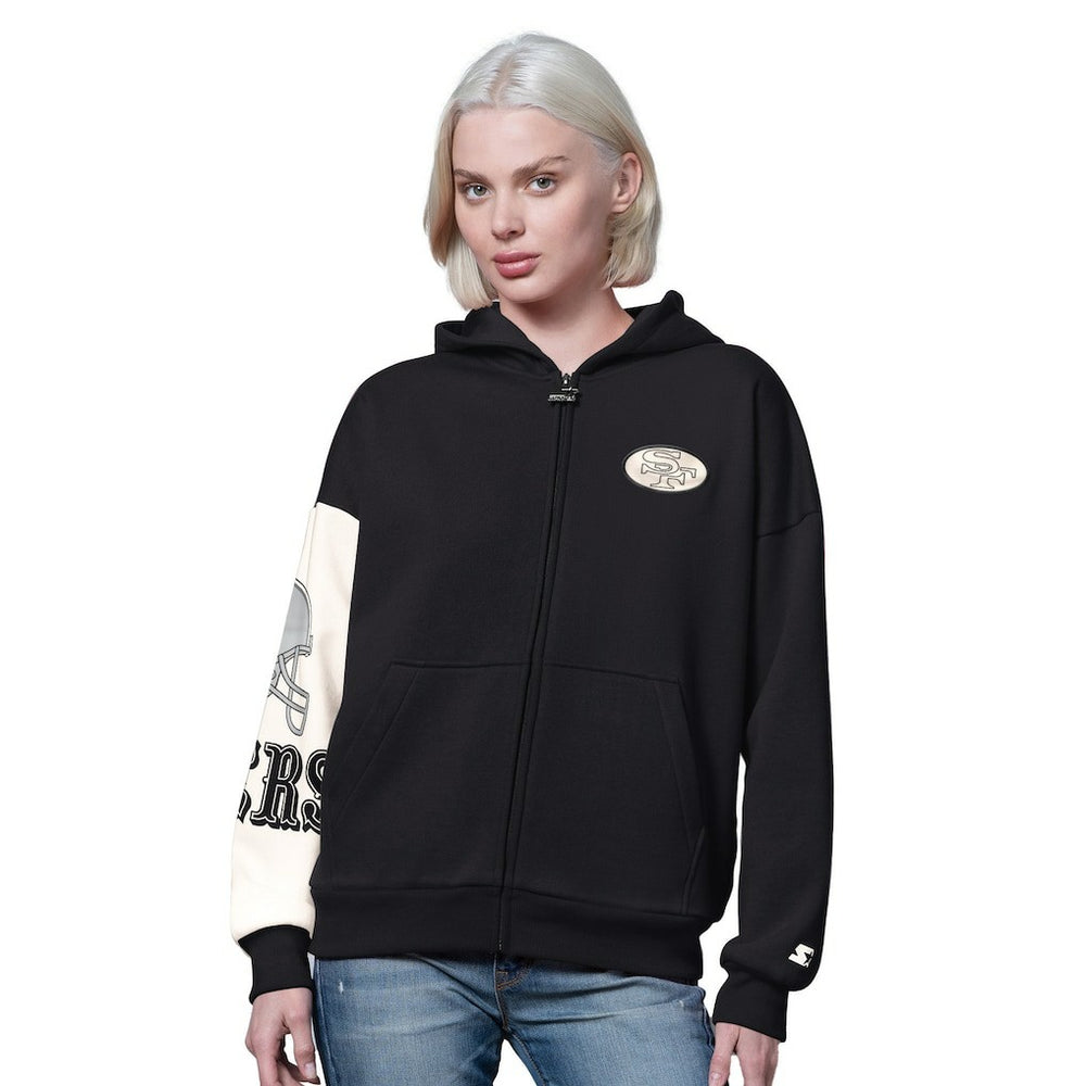 San Francisco 49ers Starter Women's 4th Down Full-Zip Hoodie - Black cheap