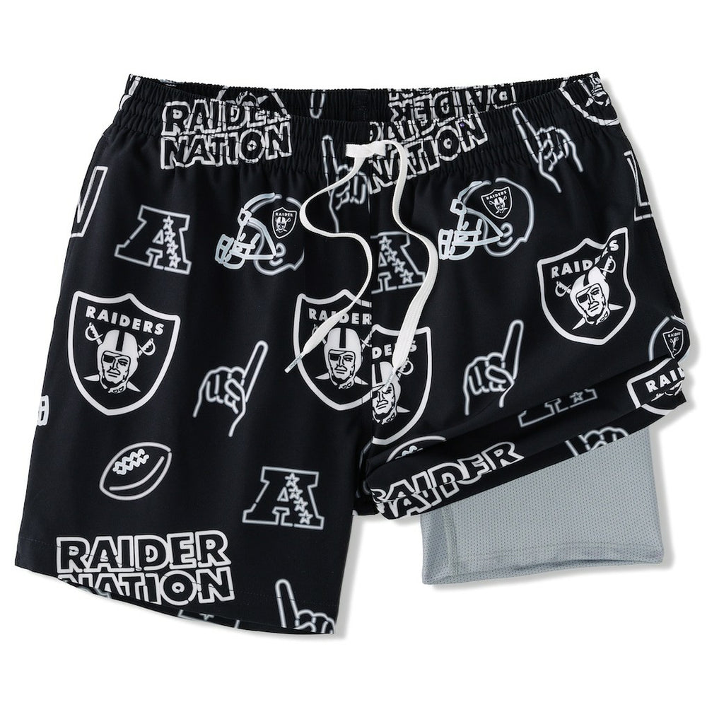 Las Vegas Raiders Chubbies The Neon 5.5" Classic Lined Swim Trunks - Black on sale