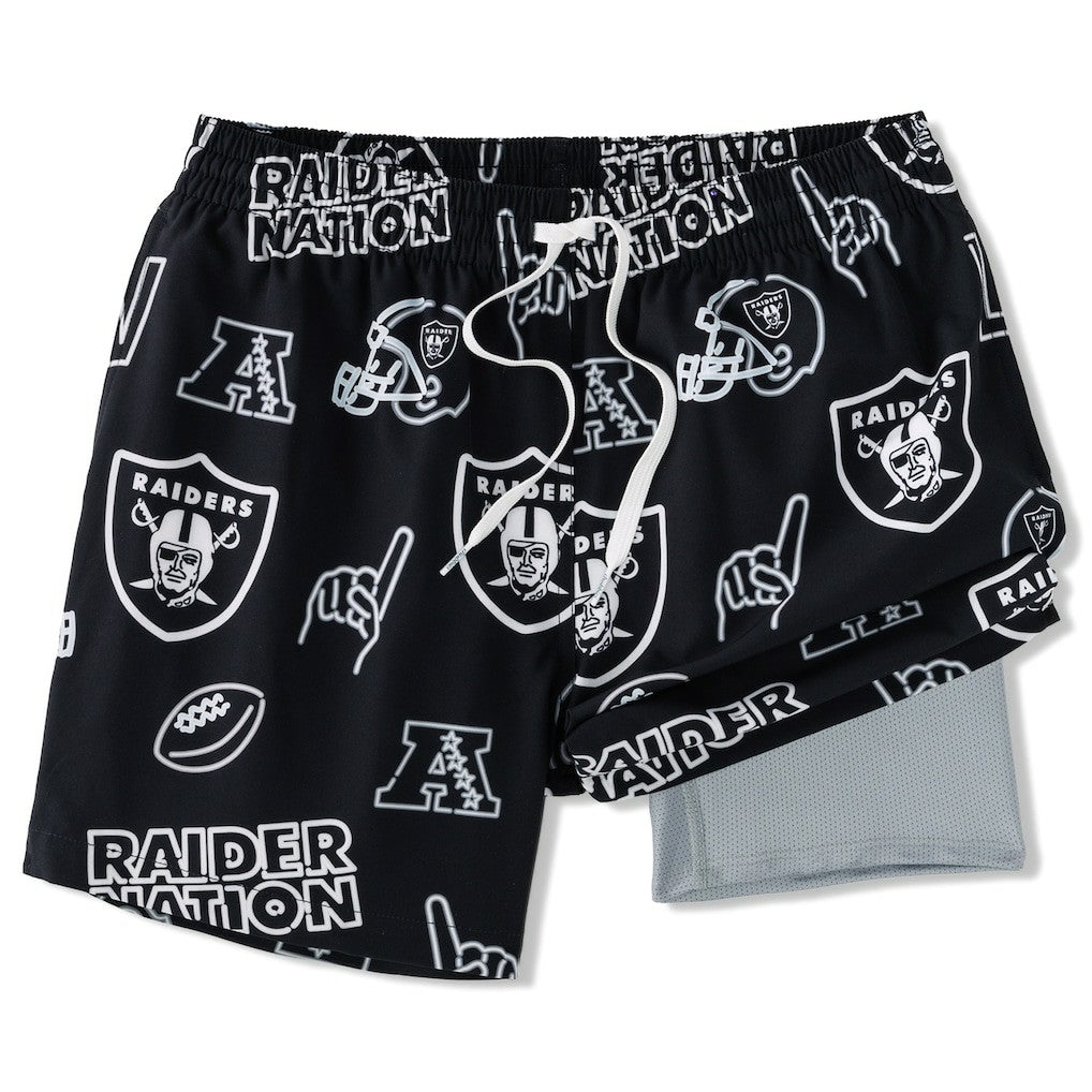 Las Vegas Raiders Chubbies The Neon 5.5" Classic Lined Swim Trunks - Black on sale