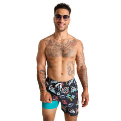 Miami Dolphins Chubbies The Neon 5.5" Classic Lined Swim Trunks - Black on sale