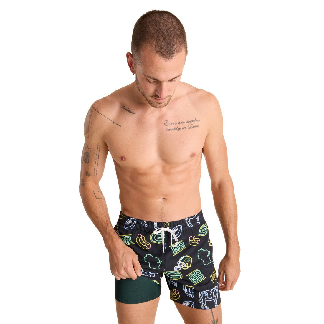 Green Bay Packers Chubbies The Neon 5.5" Classic Lined Swim Trunks - Black outlet