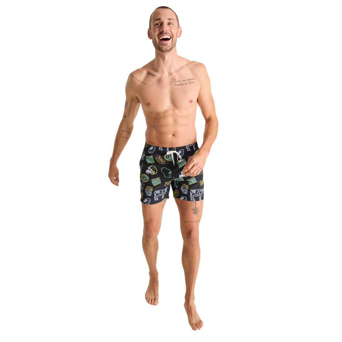 Green Bay Packers Chubbies The Neon 5.5" Classic Lined Swim Trunks - Black outlet