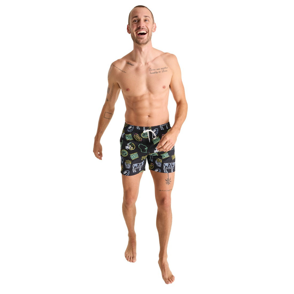 Green Bay Packers Chubbies The Neon 5.5" Classic Lined Swim Trunks - Black outlet