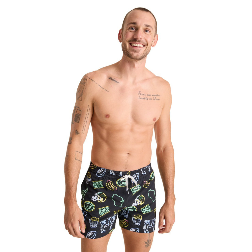 Green Bay Packers Chubbies The Neon 5.5" Classic Lined Swim Trunks - Black outlet