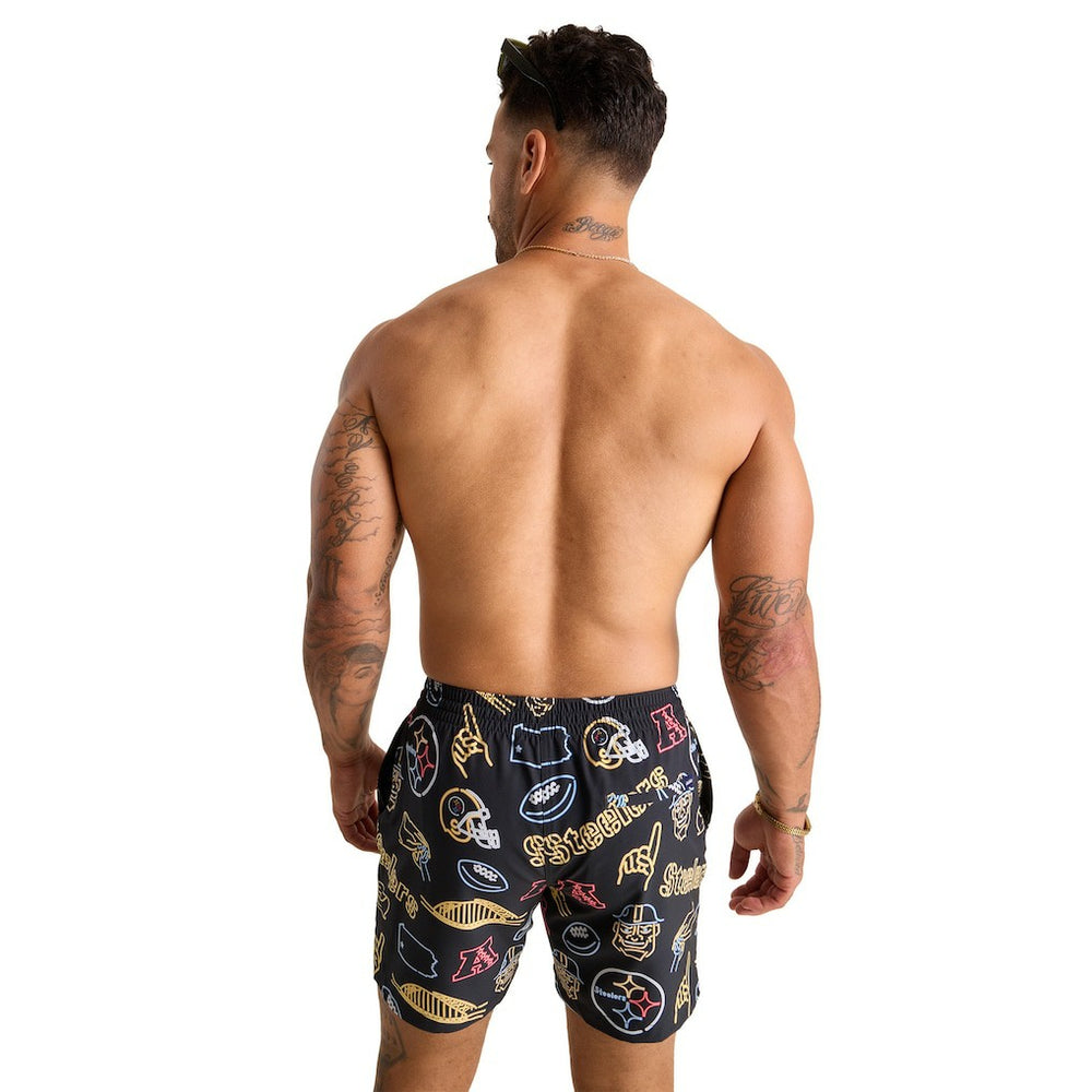 Pittsburgh Steelers Chubbies The Neon 5.5" Classic Lined Swim Trunks - Black on sale