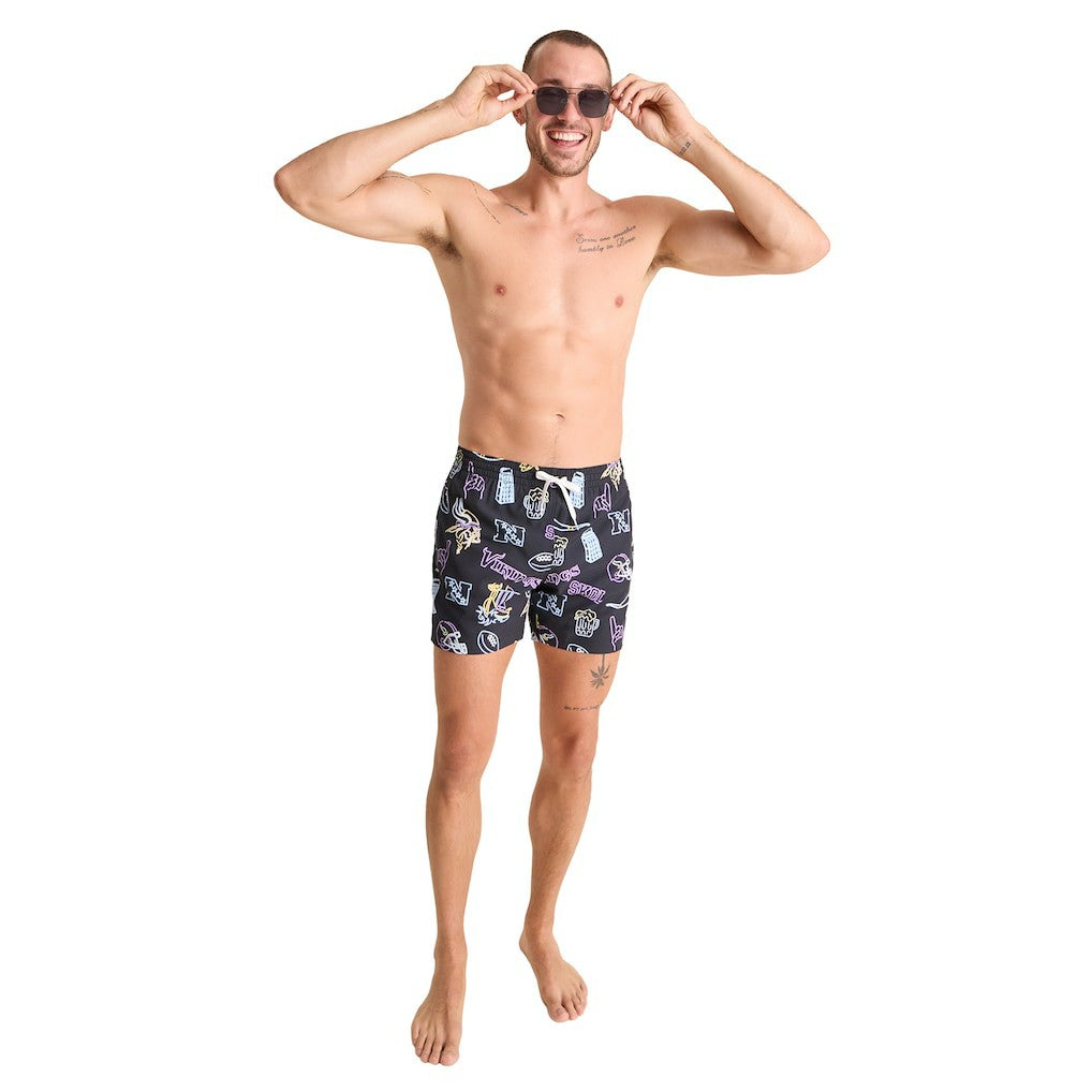 Minnesota Vikings Chubbies The Neon 5.5" Classic Lined Swim Trunks - Black on sale