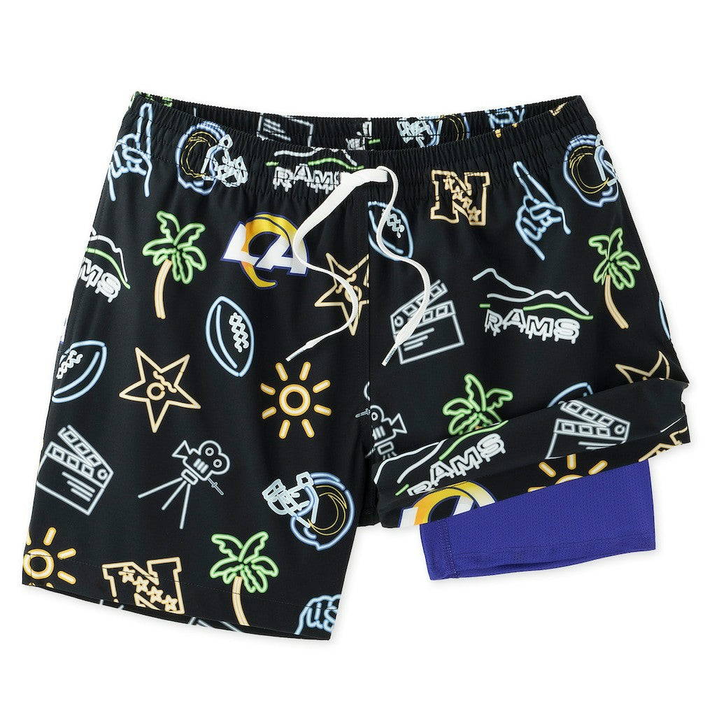 Los Angeles Rams Chubbies The Neon 5.5" Classic Lined Swim Trunks - Black outlet