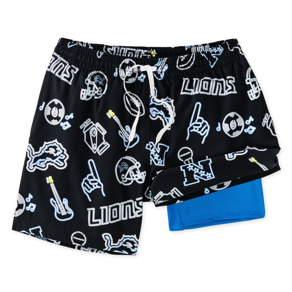 Detroit Lions Chubbies The Neon 5.5" Classic Lined Swim Trunks - Black cheap