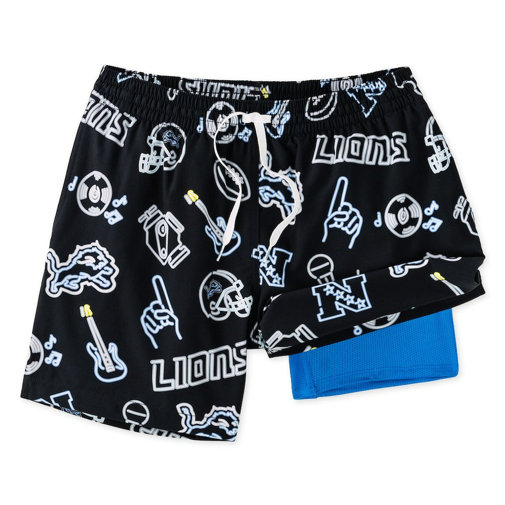 Detroit Lions Chubbies The Neon 5.5" Classic Lined Swim Trunks - Black cheap