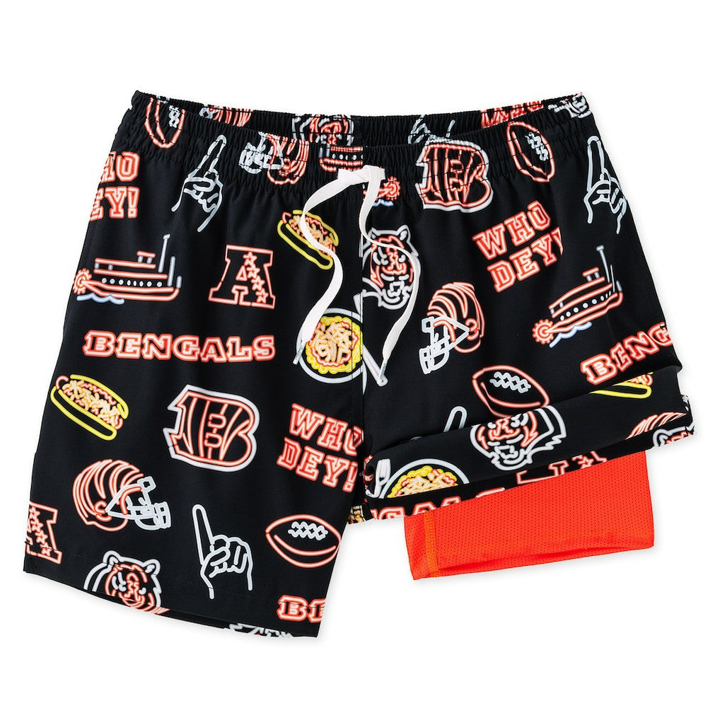Cincinnati Bengals Chubbies The Neon 5.5" Classic Lined Swim Trunks - Black sale