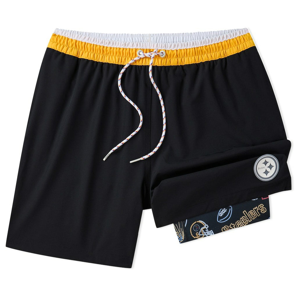 Pittsburgh Steelers Chubbies 5.5" Classic Lined Swim Trunks - Black on sale