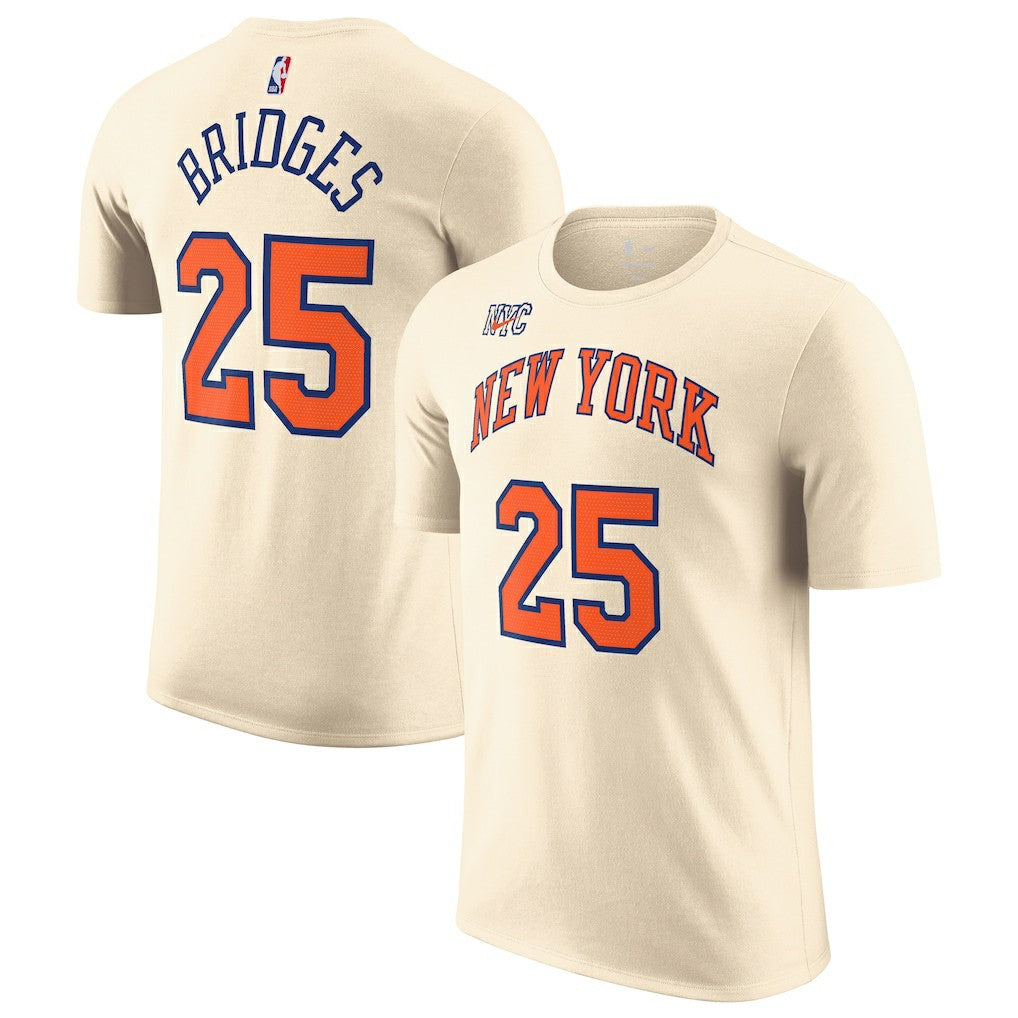 Mikal Bridges New York Knicks Unisex 2025/26 City Edition Name & Number T-Shirt - Cream | Nike online