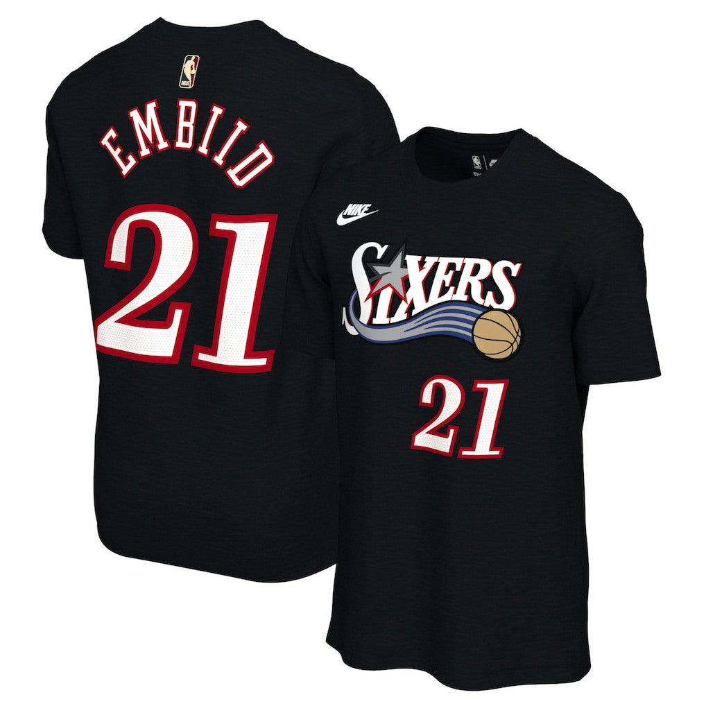 Joel Embiid Philadelphia 76ers Unisex Name & Number T-Shirt - Classic Edition - Black | Nike shop