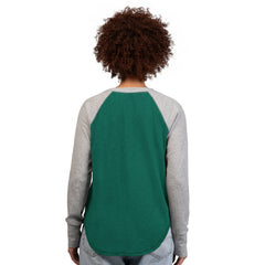 New York Jets G-III 4Her by Carl Banks Women's Waffle Knit Raglan Long-Sleeve T-Shirt - Green/Heather Gray sale