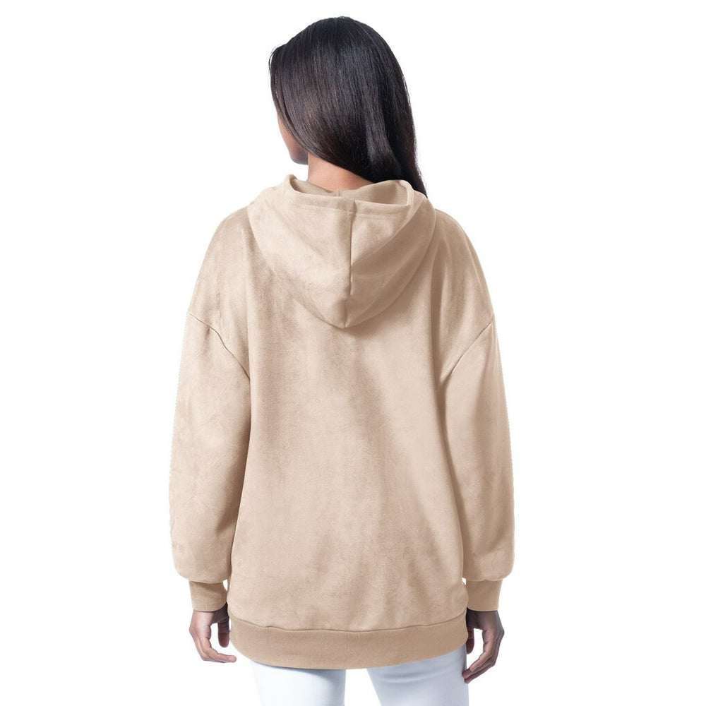 Miami Dolphins G-III 4Her by Carl Banks Women's Best Hitter Oversized Tunic Pullover Hoodie - Cream cheap
