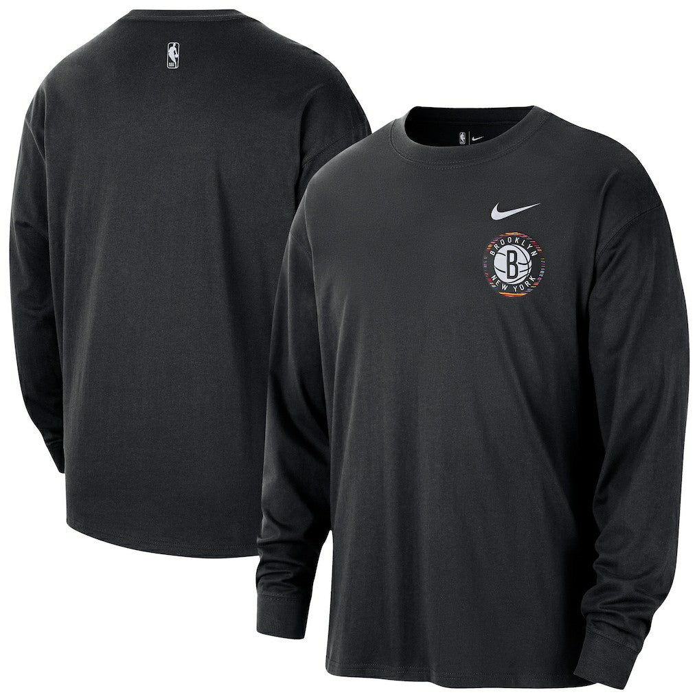 Brooklyn Nets 2025/26 City Edition Remix Essential Logo Long Sleeve T-Shirt - Black | Nike online