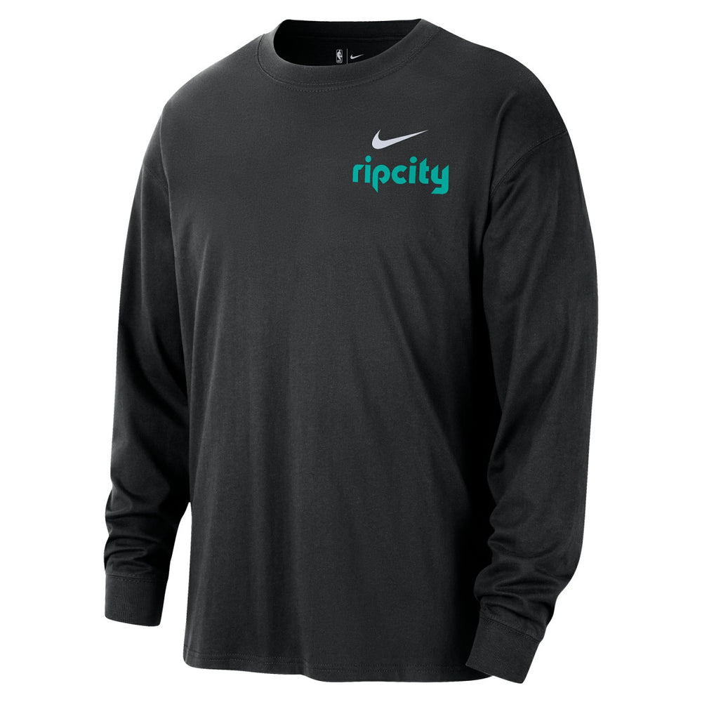 Portland Trail Blazers 2025/26 City Edition Remix Essential Logo Long Sleeve T-Shirt - Black | Nike outlet