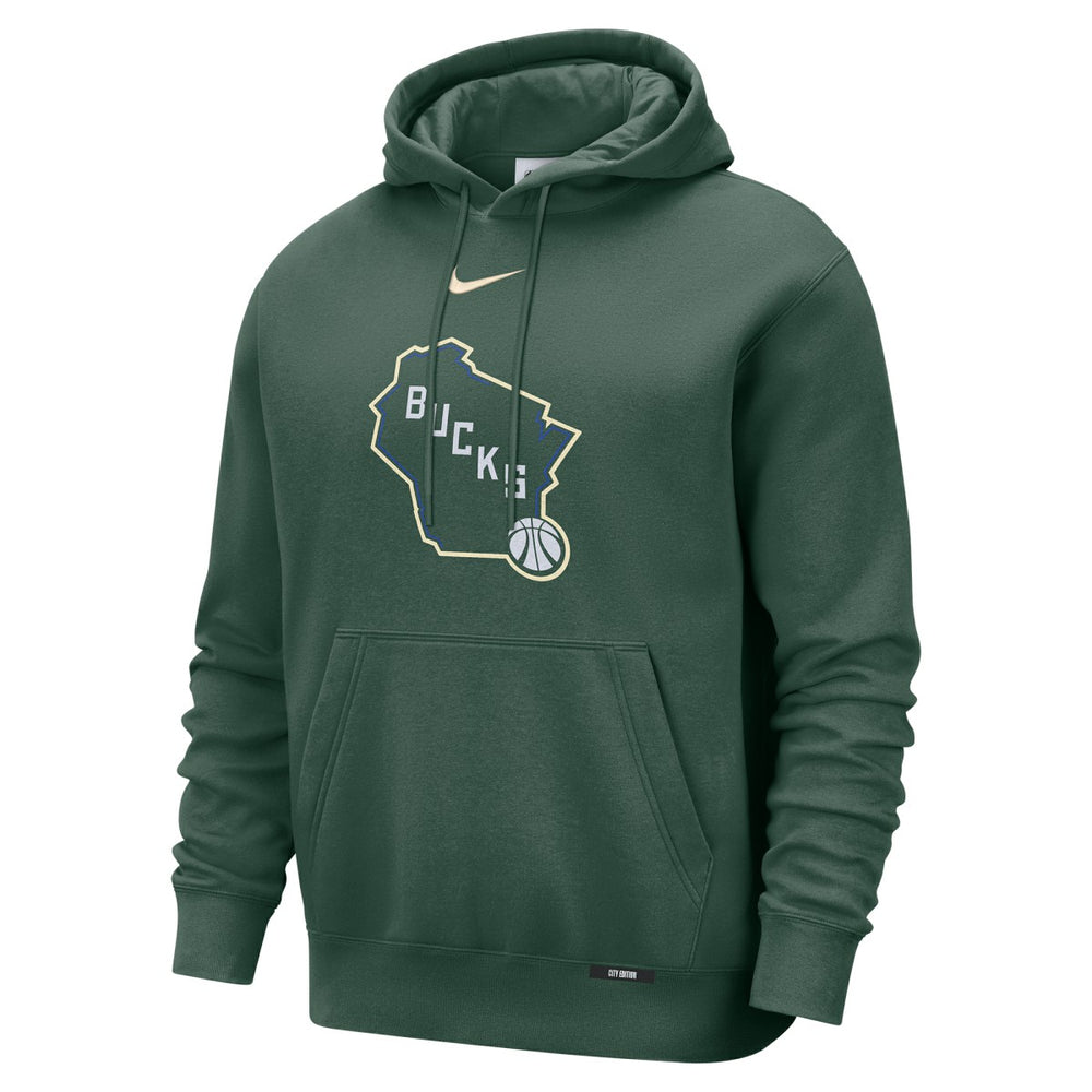Milwaukee Bucks 2025/26 City Edition Essential Logo Remix Hoodie - Hunter Green | Nike outlet