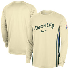 Milwaukee Bucks 2025/26 City Edition Authentic Pregame Dri-FIT Long Sleeve Shooting T-Shirt - Cream | Nike discount