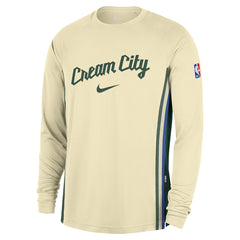 Milwaukee Bucks 2025/26 City Edition Authentic Pregame Dri-FIT Long Sleeve Shooting T-Shirt - Cream | Nike discount