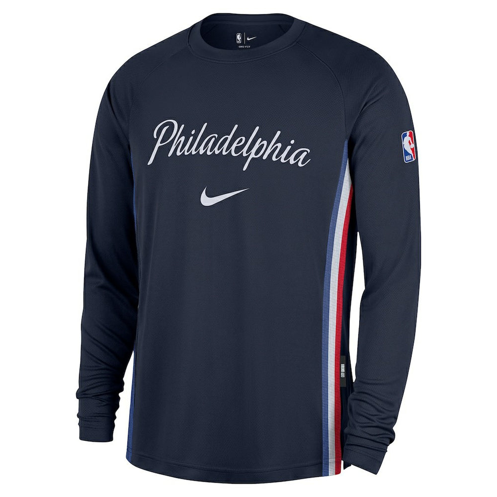 Philadelphia 76ers 2025/26 City Edition Authentic Pregame Dri-FIT Long Sleeve Shooting T-Shirt - Navy | Nike discount