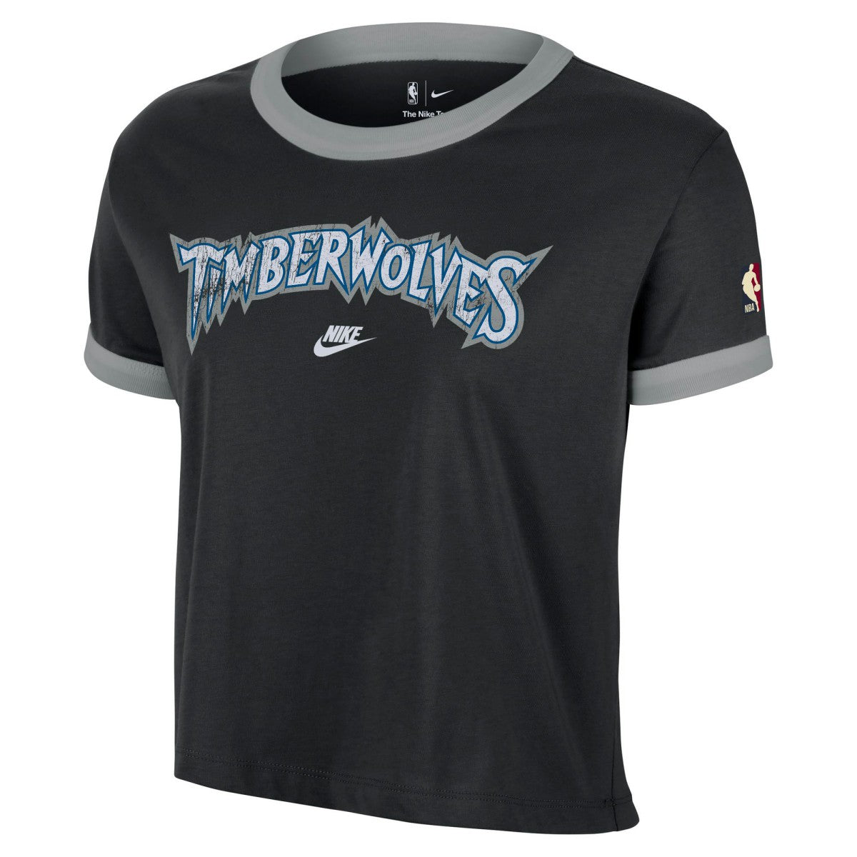 Minnesota Timberwolves Women's Classic Edition Hardwood Classics Essential Vintage Ringer T-Shirt - Black | Nike for sale
