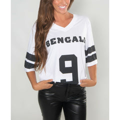 Joe Burrow Cincinnati Bengals Cuce Women's Crystal V-Neck Tunic - White outlet