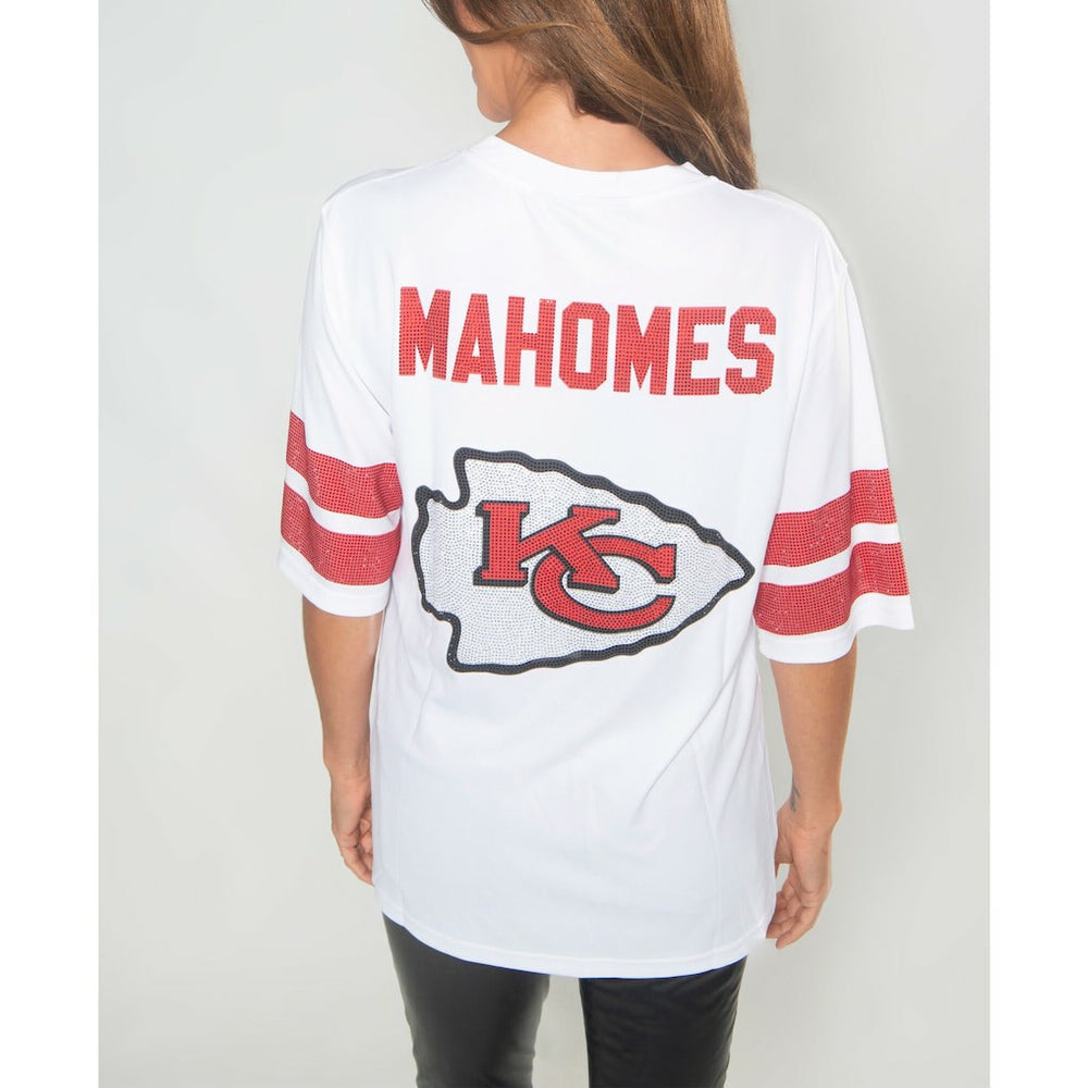 Kansas City Chiefs Cuce Women's Crystal V-Neck Tunic - White for sale