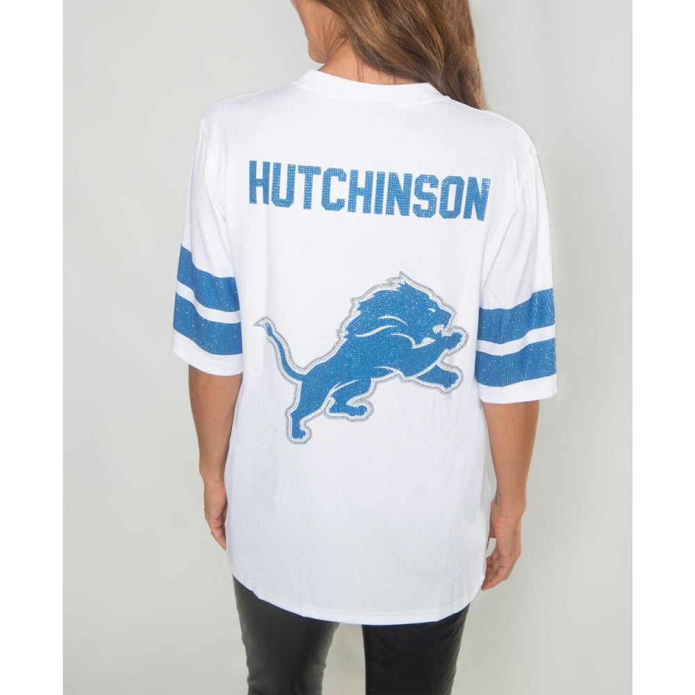 Aidan Hutchinson Detroit Lions Cuce Women's Crystal V-Neck Tunic - White sale