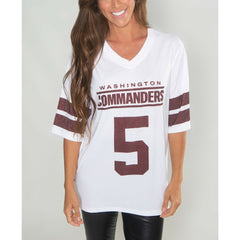 Jayden Daniels Washington Commanders Cuce Women's Crystal V-Neck Tunic - White outlet