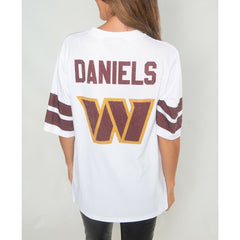 Jayden Daniels Washington Commanders Cuce Women's Crystal V-Neck Tunic - White outlet