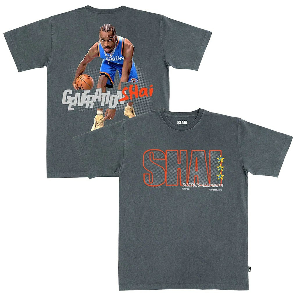 Shai Gilgeous-Alexander Oklahoma City Thunder SLAM Unisex February/March 2025 Cover Graphic Remix T-Shirt - Charcoal online