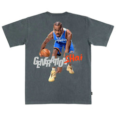 Shai Gilgeous-Alexander Oklahoma City Thunder SLAM Unisex February/March 2025 Cover Graphic Remix T-Shirt - Charcoal online