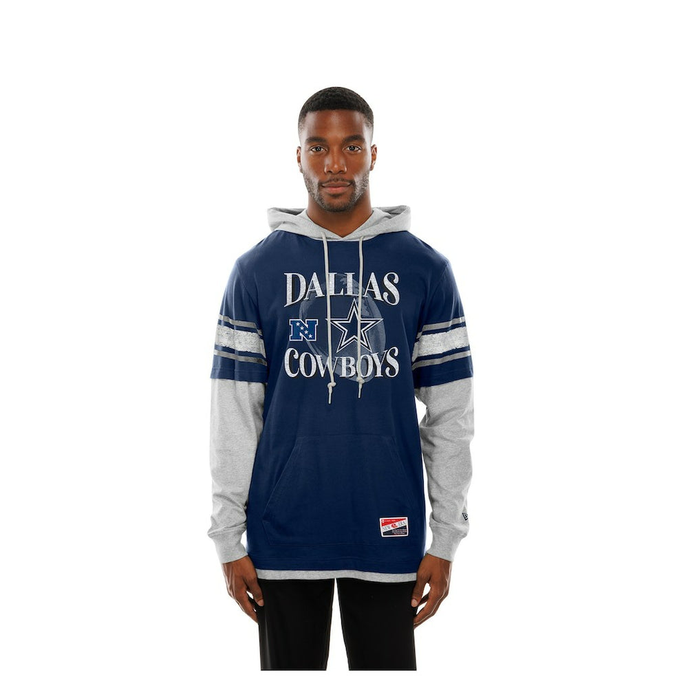 Dallas Cowboys New Era Twofer Layered Long Sleeve Hoodie T-Shirt - Navy for sale