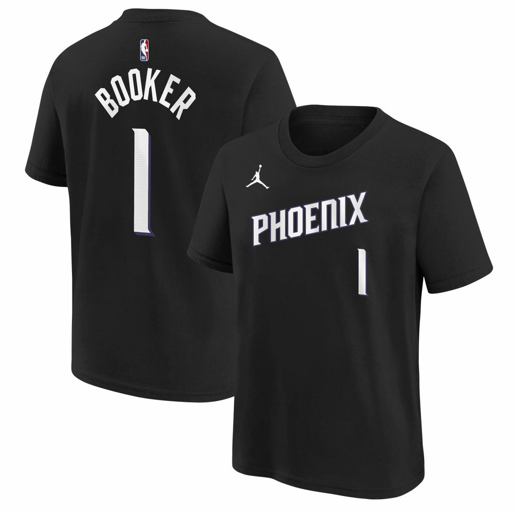 Devin Booker Phoenix Suns Jordan Brand Youth Statement Edition Name & Number T-Shirt - Black for sale