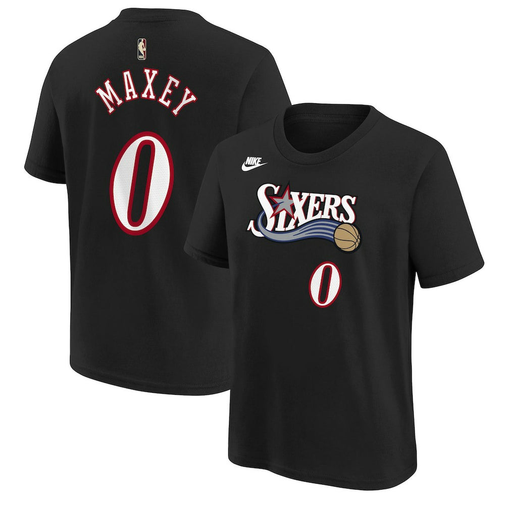 Tyrese Maxey Philadelphia 76ers Youth Name & Number T-Shirt - Classic Edition - Black | Nike outlet
